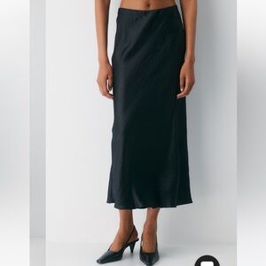 Aritzia Babaton Black Slip Satin Maxi Skirt